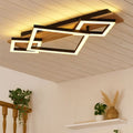 LED Designleuchte Holz Deckenlampe schwarz opal Wohnzimmerleuchte, Metall, 24W 1000Lm warmweiß, LxBxH 54x31,2x7,5 cm