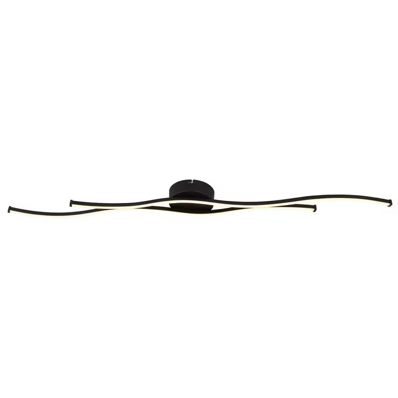 Deckenlampe Deckenleuchte Esszimmerlampe LED Schlafzimmerleuchte Wellen, schwarz opal, 30W 1300lm warmweiß, LxBxH 110,4x13x5,6 cm Modell 67336-30