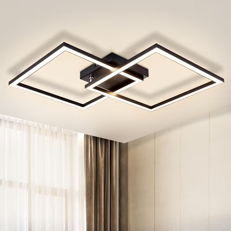 Deckenleuchte LED Deckenleuchte Wohnzimmer Schlafzimmer Lampe Schwarz Wohnzimmerlampe 24 W Küchenlampe Modern Warmweiß Flurleuchte Quadratische Deckenbeleuchtung für Wohnzimmer Küche Flur