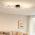 Deckenlampe Deckenleuchte Esszimmerlampe LED Schlafzimmerleuchte Wellen, schwarz opal, 30W 1300lm warmweiß, LxBxH 110,4x13x5,6 cm Modell 67336-30