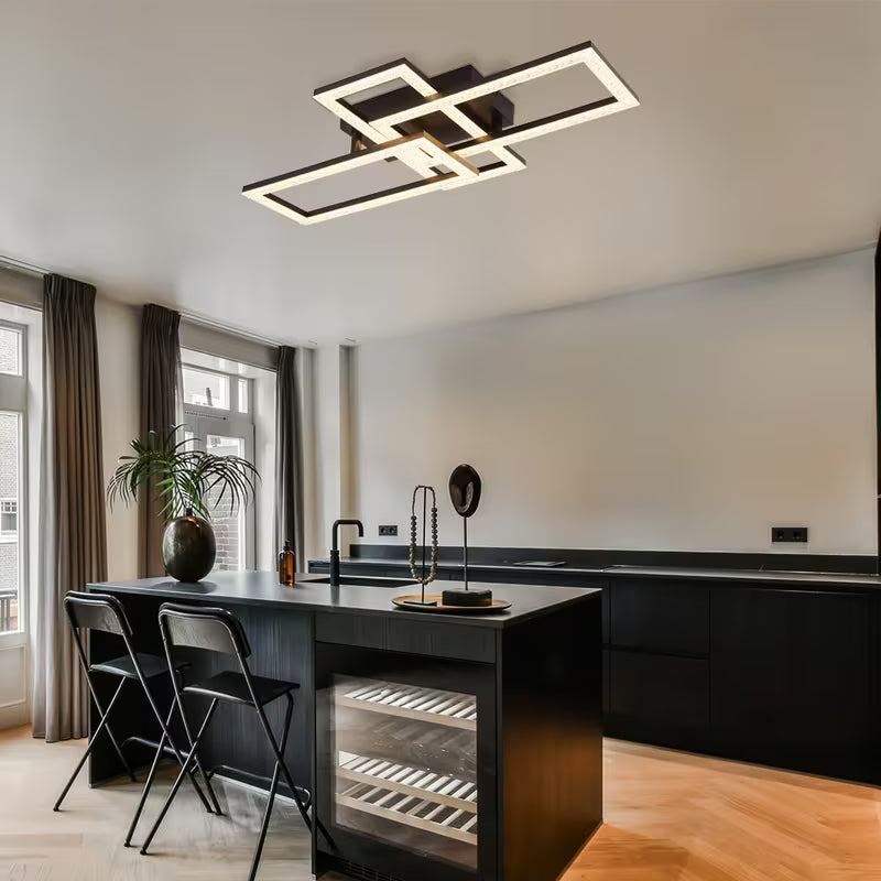 LED Deckenlampe Wohnzimmerleuchte Deckenleuchte Esszimmerleuchte Kristalle verstellbar, rechteckig, 1100lm 24W 3000K, LxBxH 61,4x34x9,3 cm Modell 67328-24