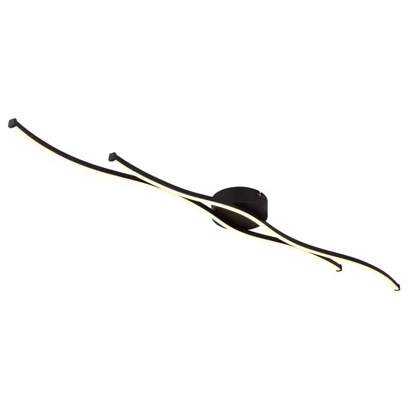 Deckenlampe Deckenleuchte Esszimmerlampe LED Schlafzimmerleuchte Wellen, schwarz opal, 30W 1300lm warmweiß, LxBxH 110,4x13x5,6 cm Modell 67336-30