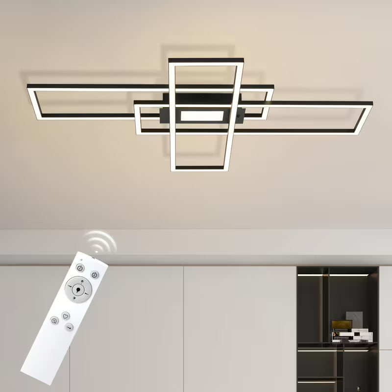 Dimmbare LED-Deckenleuchte, geeignet für Wohnzimmer – Wohnzimmerlampe, mit Fernbedienung, modernes Design, Dreirahmen-Schlafzimmerlampe, mit Memory-Funktion, geeignet für Schlafzimmer Küche