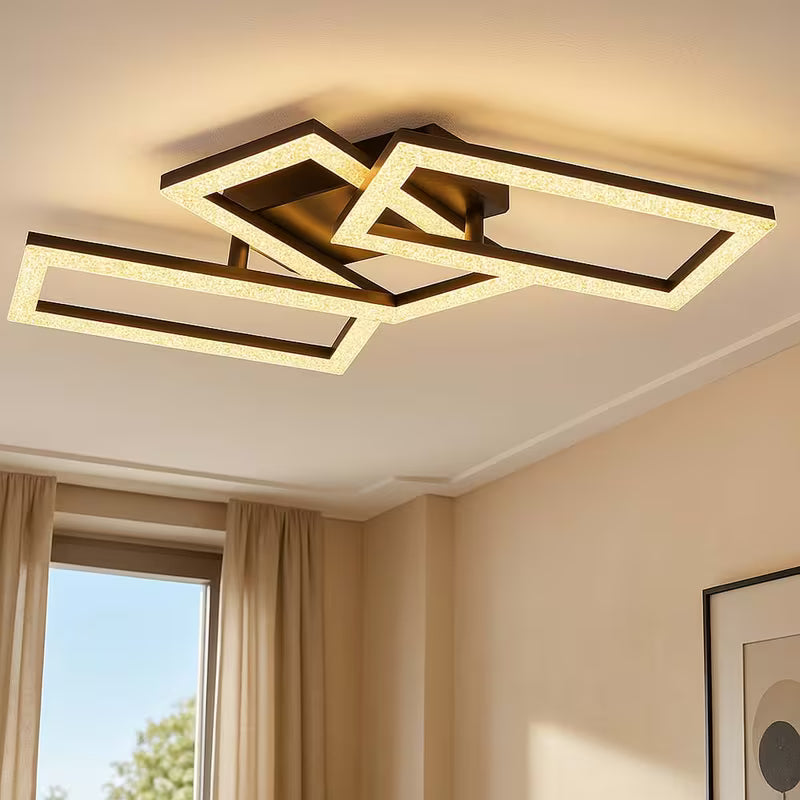 LED Deckenlampe Wohnzimmerleuchte Deckenleuchte Esszimmerleuchte Kristalle verstellbar, rechteckig, 1100lm 24W 3000K, LxBxH 61,4x34x9,3 cm Modell 67328-24