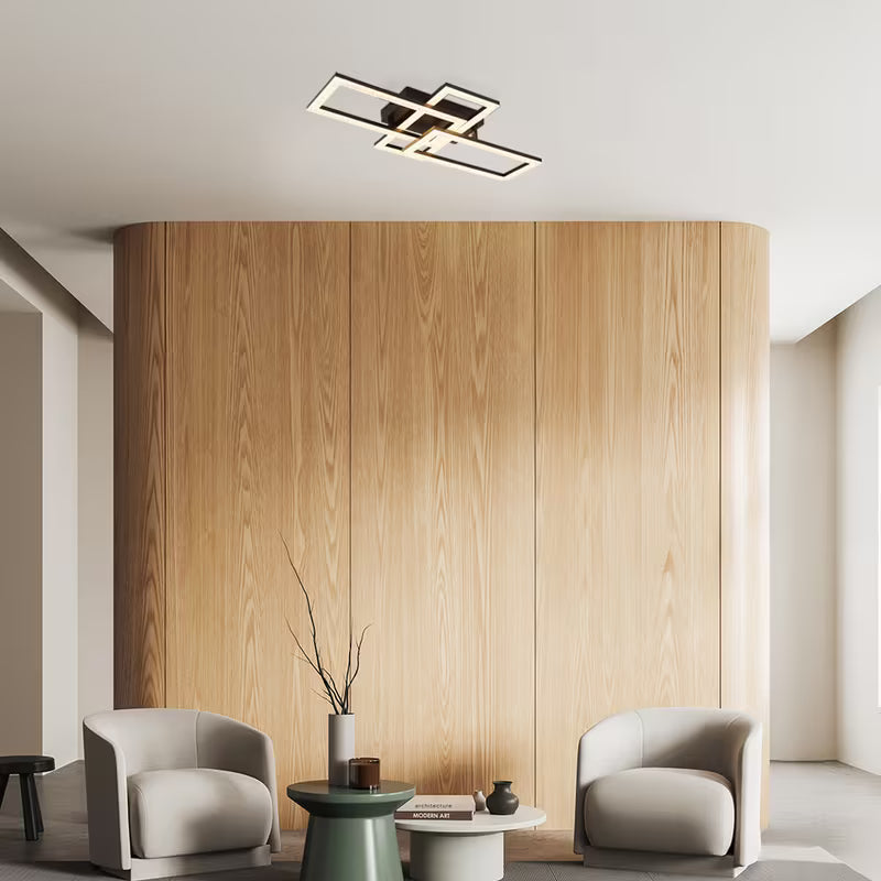 LED Deckenlampe Wohnzimmerleuchte Deckenleuchte Esszimmerleuchte Kristalle verstellbar, rechteckig, 1100lm 24W 3000K, LxBxH 61,4x34x9,3 cm Modell 67328-24
