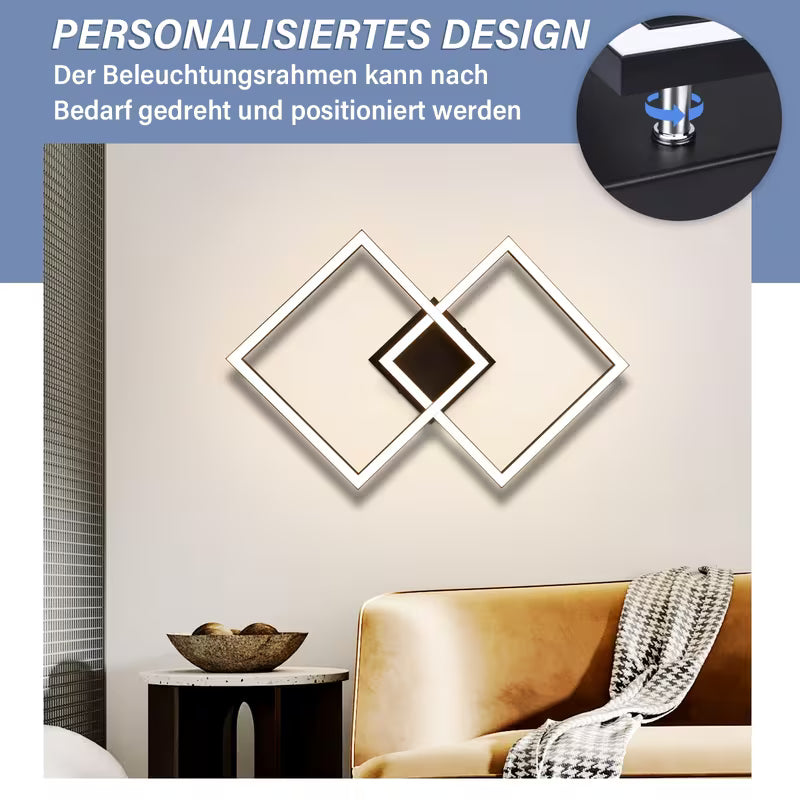 Deckenleuchte LED Deckenleuchte Wohnzimmer Schlafzimmer Lampe Schwarz Wohnzimmerlampe 24 W Küchenlampe Modern Warmweiß Flurleuchte Quadratische Deckenbeleuchtung für Wohnzimmer Küche Flur