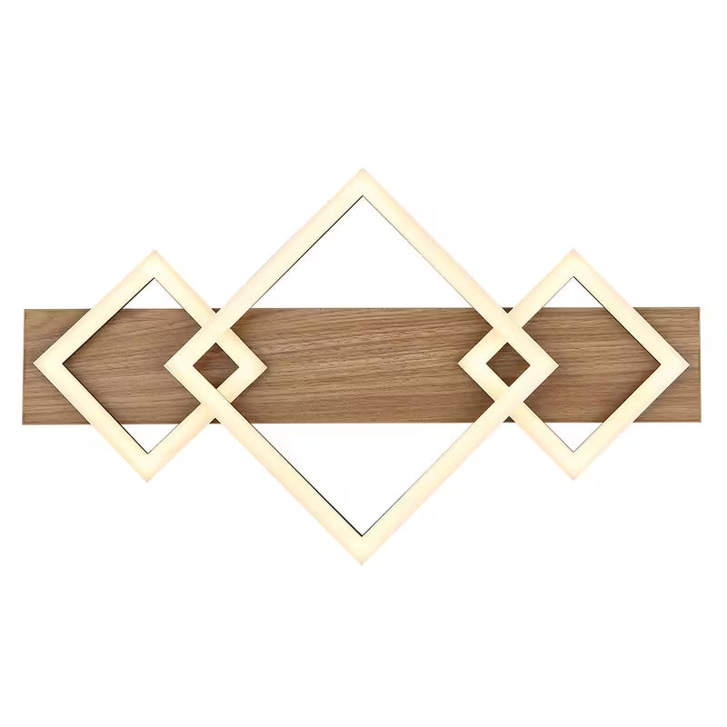 LED Designleuchte Holz Deckenlampe schwarz opal Wohnzimmerleuchte, Metall, 24W 1000Lm warmweiß, LxBxH 54x31,2x7,5 cm