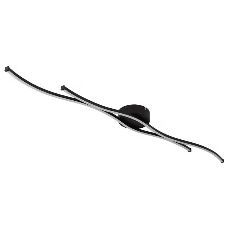 Deckenlampe Deckenleuchte Esszimmerlampe LED Schlafzimmerleuchte Wellen, schwarz opal, 30W 1300lm warmweiß, LxBxH 110,4x13x5,6 cm Modell 67336-30